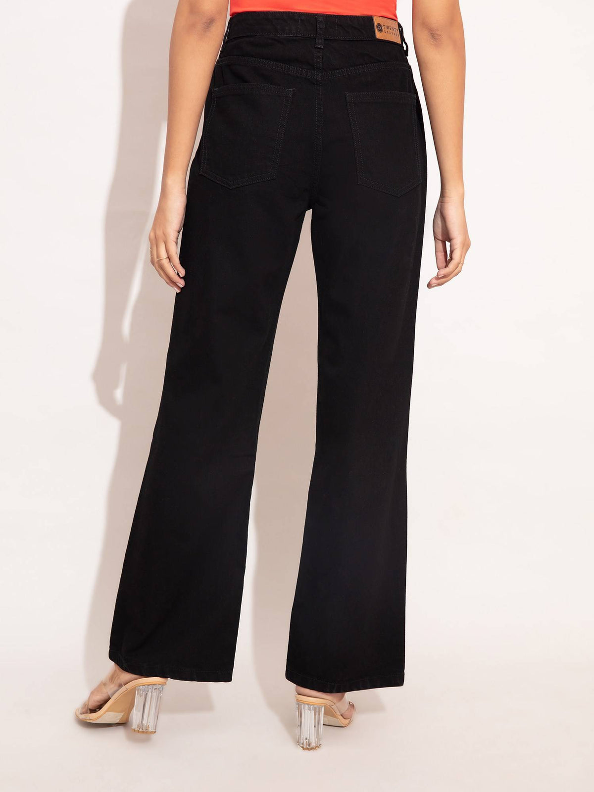 Cindy Black Wide Leg Ripped Denim | WL90 - view 2