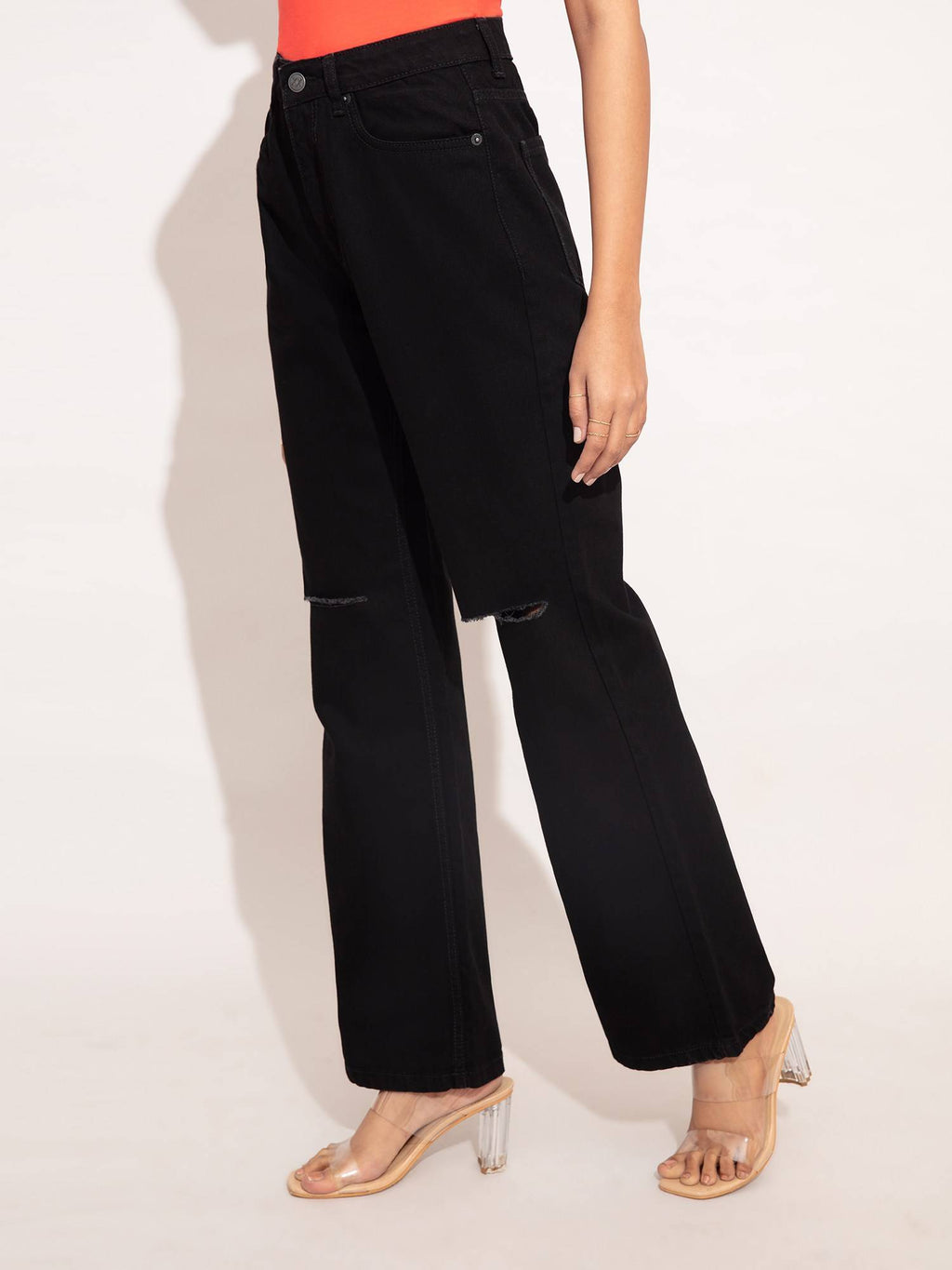 Cindy Ice Wash Wide Leg Ripped Denim | WL90 - view 9