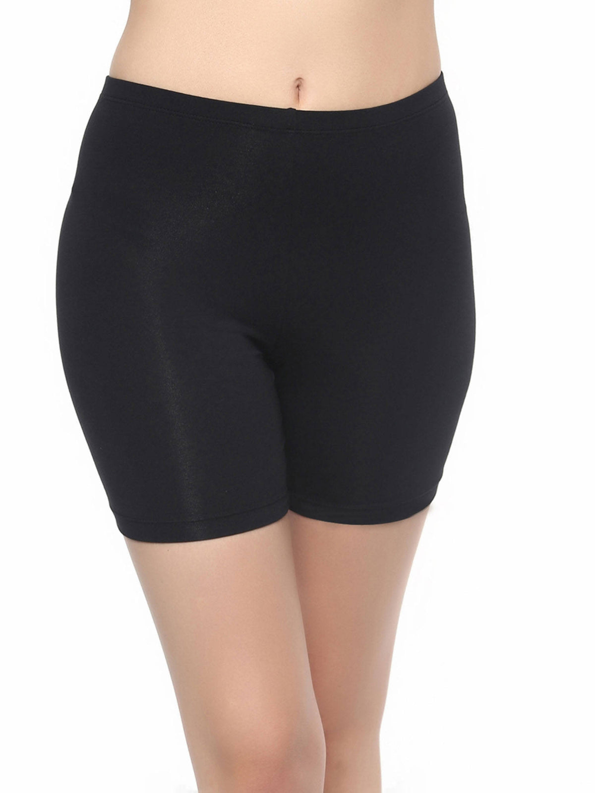 Women Mid Rise Breathable Cotton Spandex Knee Length Cycling Shorts (Pack of 2) - view 2
