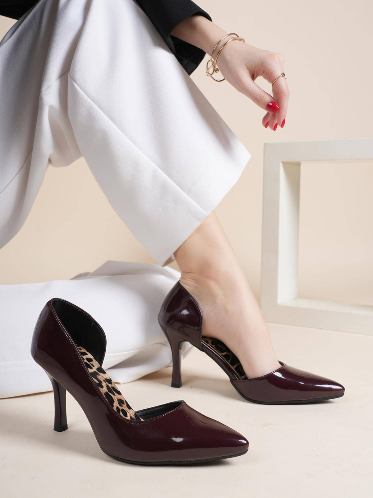 Maroon Pointed Toe Stilettos Heels For Women | H78 - view 1