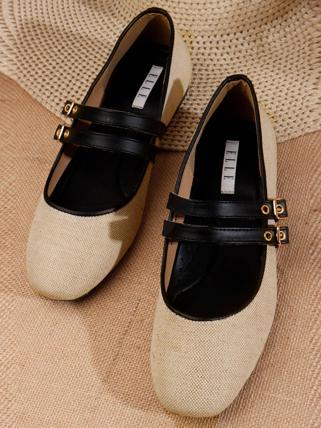 Women Beige Classic Double-Strap Ballerina | F61 - view 3