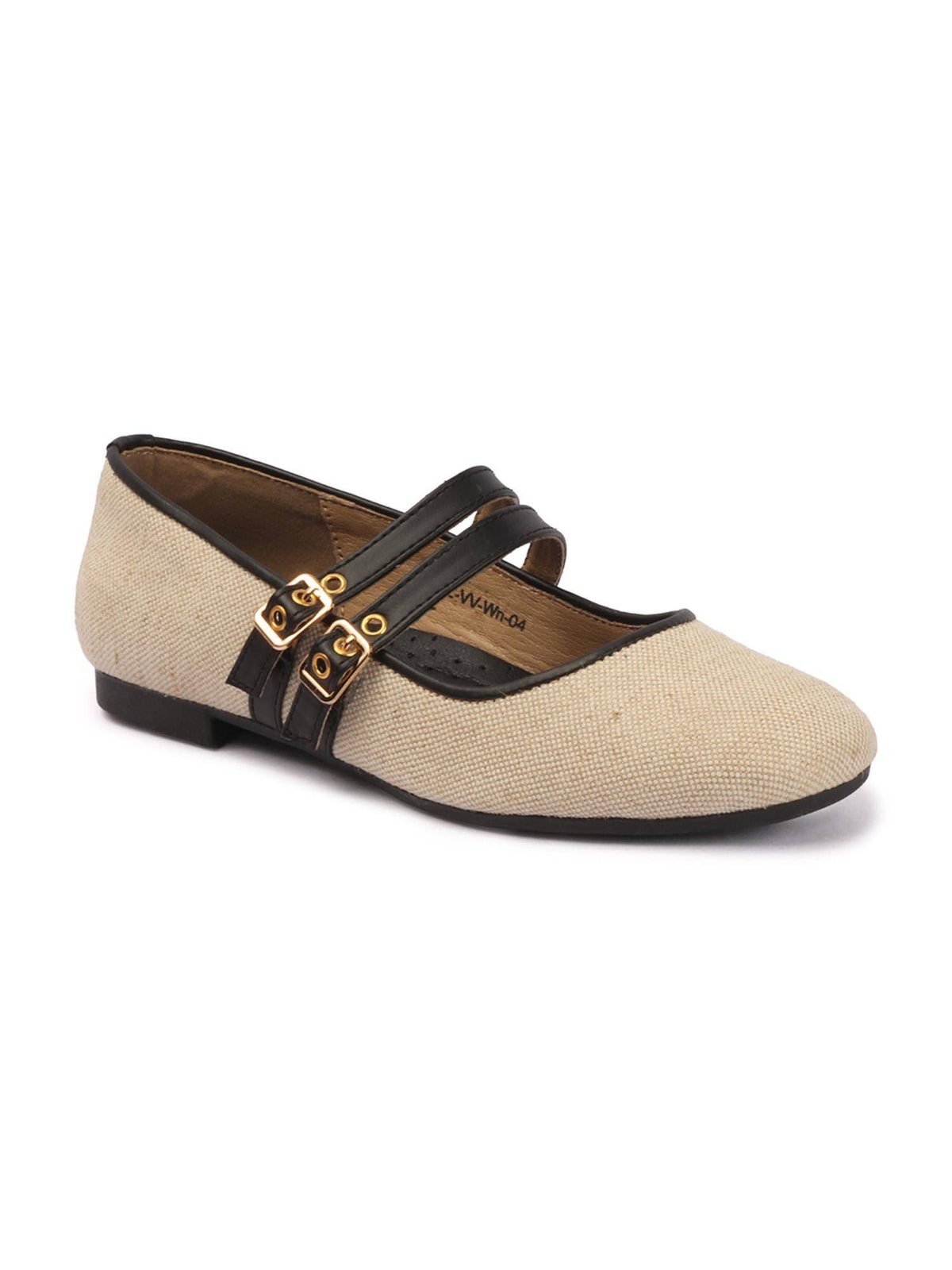 Women Beige Classic Double-Strap Ballerina | F61 - view 4