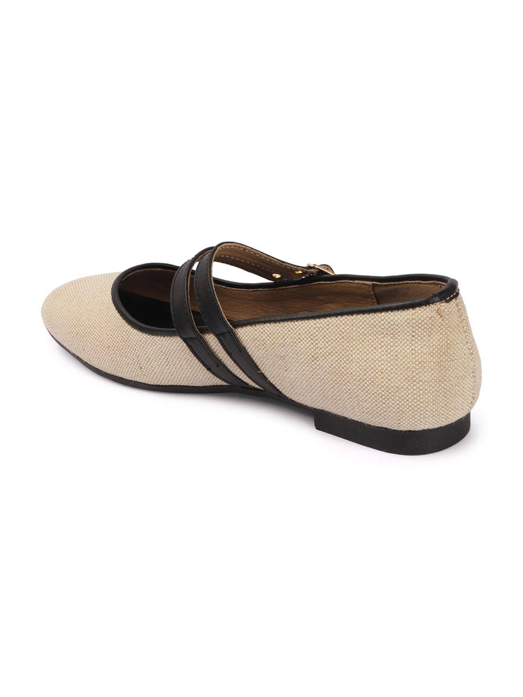 Women Beige Classic Double-Strap Ballerina | F61 - view 5
