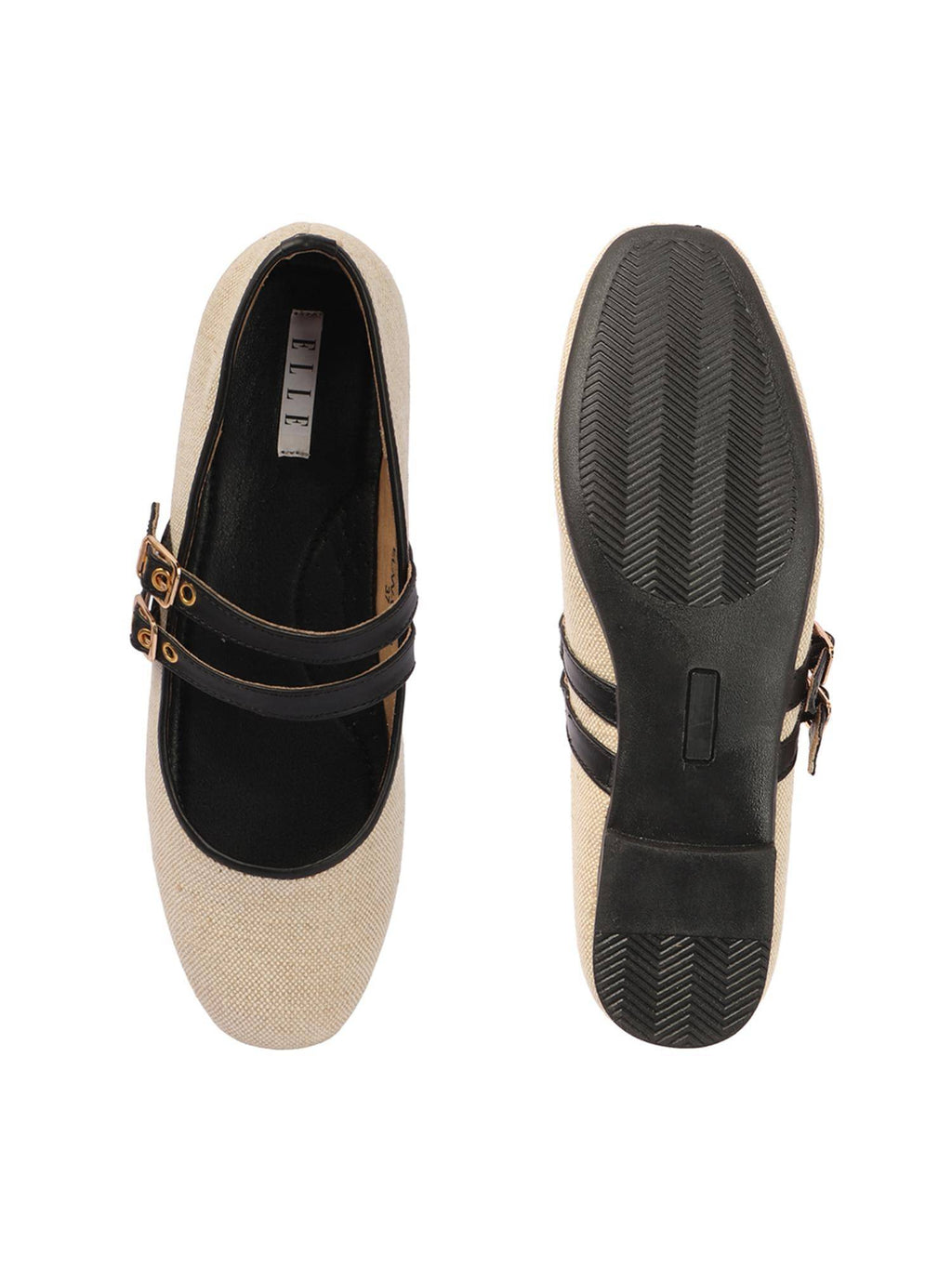 Women Beige Classic Double-Strap Ballerina | F61 - view 8