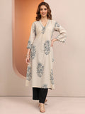 Beige Floral Motif Printed Straight Kurta | U3S - view 1