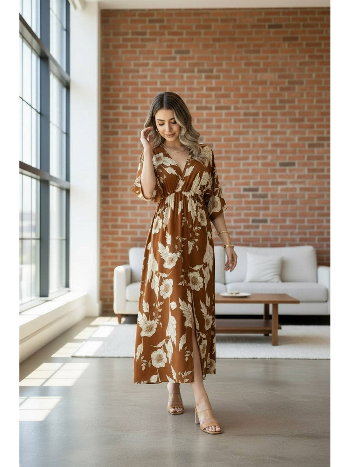 Women Red Floral Rayon Printed Trendy Dress | D56 - view 5