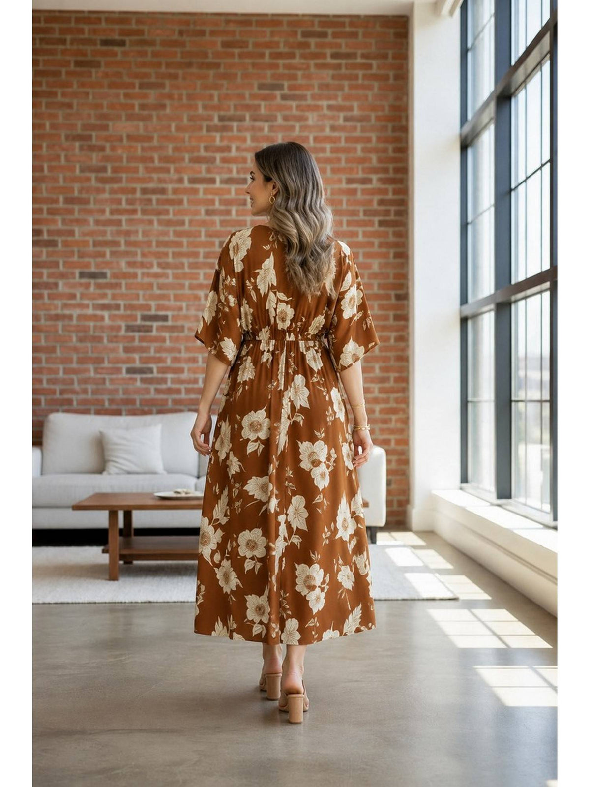 Women Red Floral Rayon Printed Trendy Dress | D56 - view 6