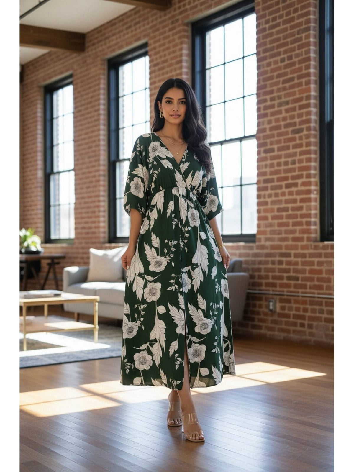 Women Red Floral Rayon Printed Trendy Dress | D56 - view 17
