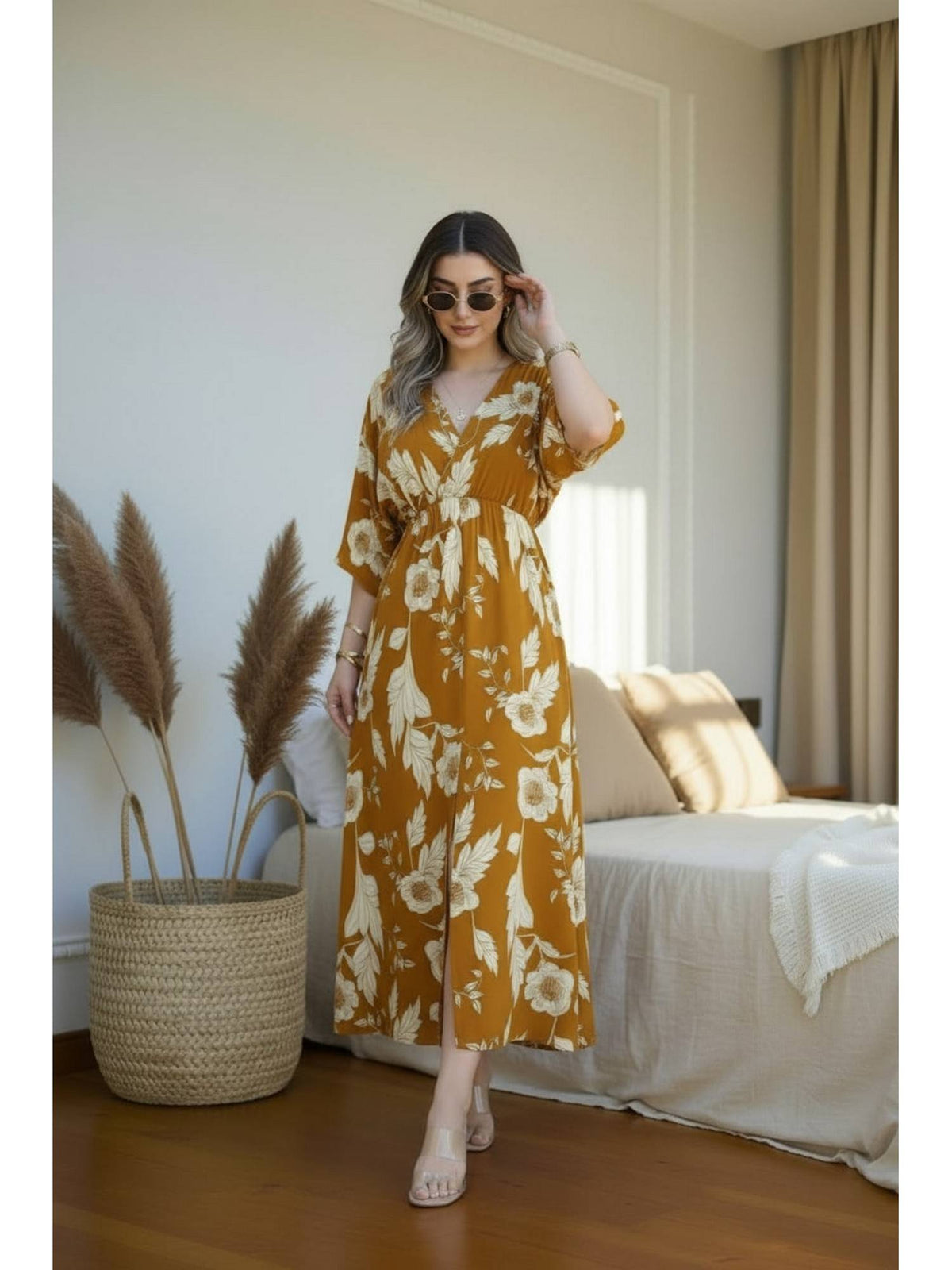 Women Red Floral Rayon Printed Trendy Dress | D56 - view 11