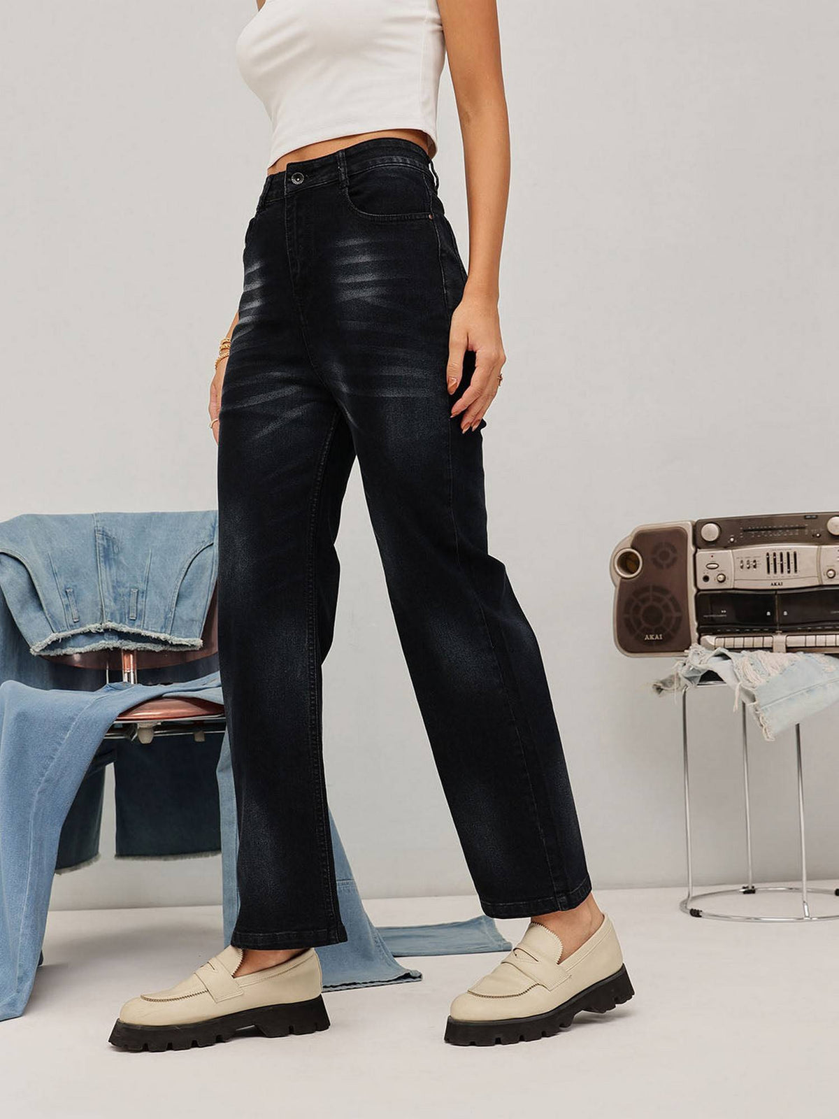 Black Bootcut Solid Jeans | BT10 - view 3