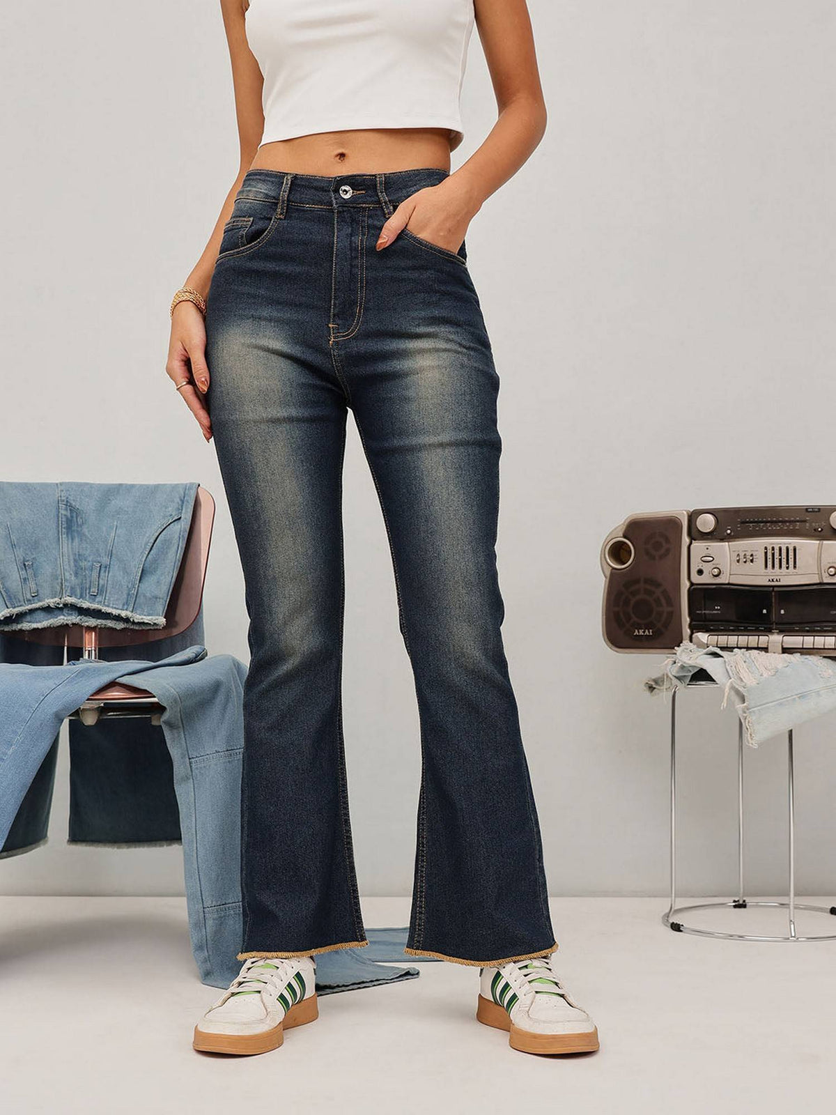 Women Blue Bootcut Solid Jeans | BT10 - view 1
