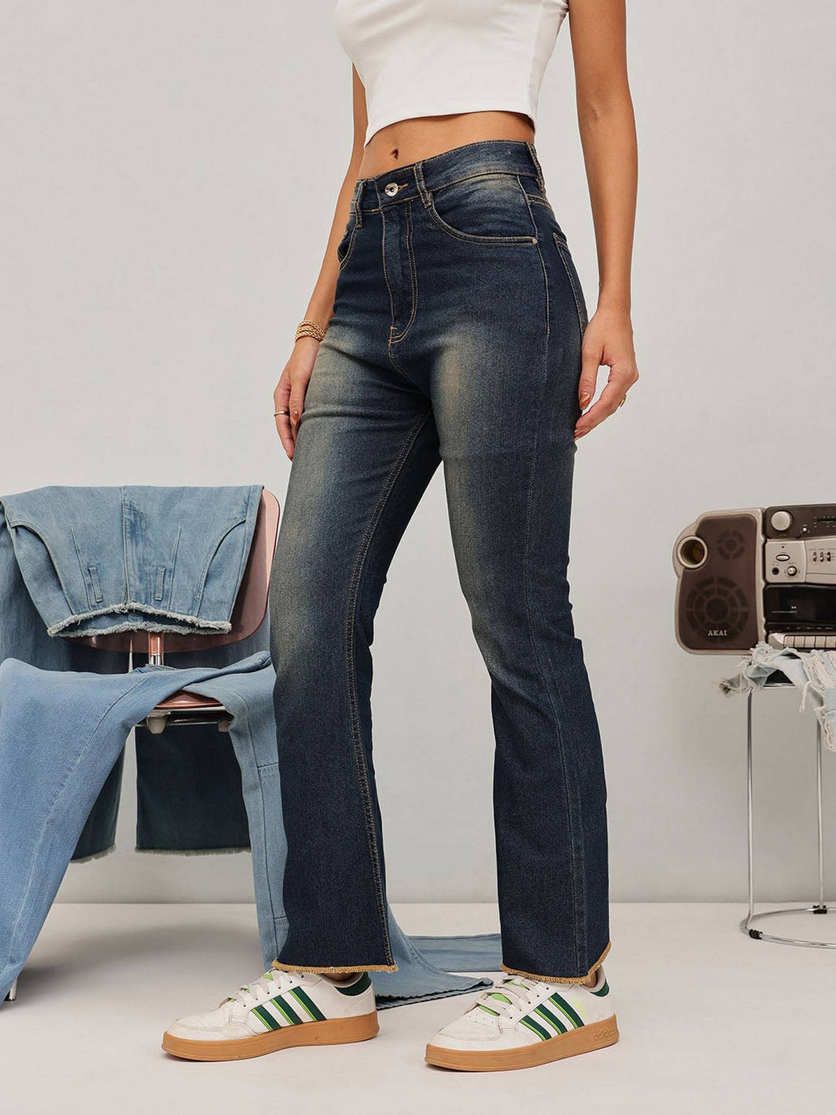 Women Blue Bootcut Solid Jeans | BT10 - view 3