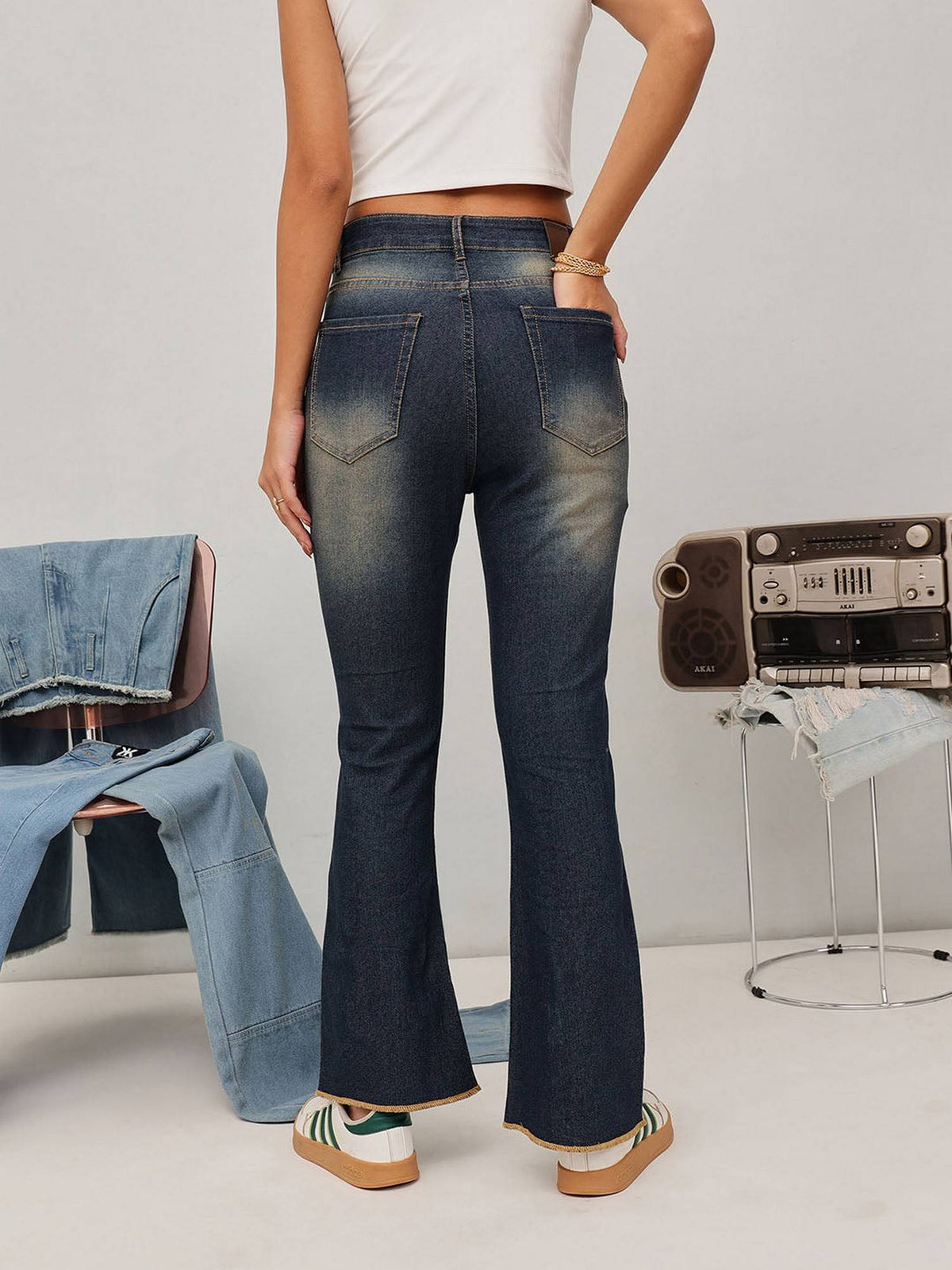 Women Blue Bootcut Solid Jeans | BT10 - view 4