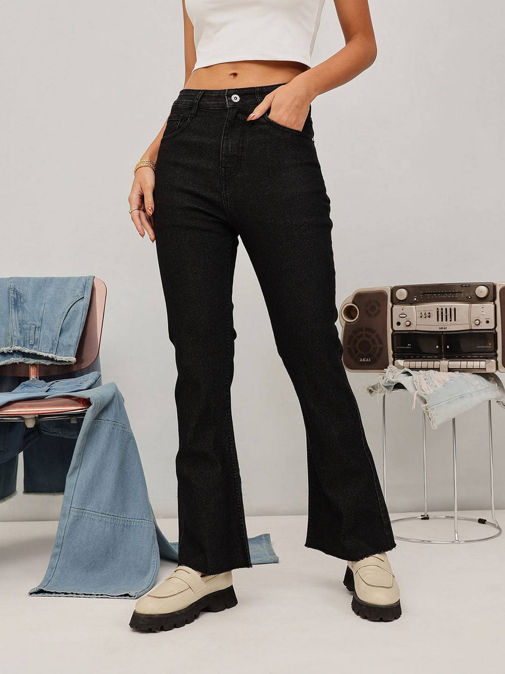 Blue Bootcut Solid Jeans | BT10 - view 7