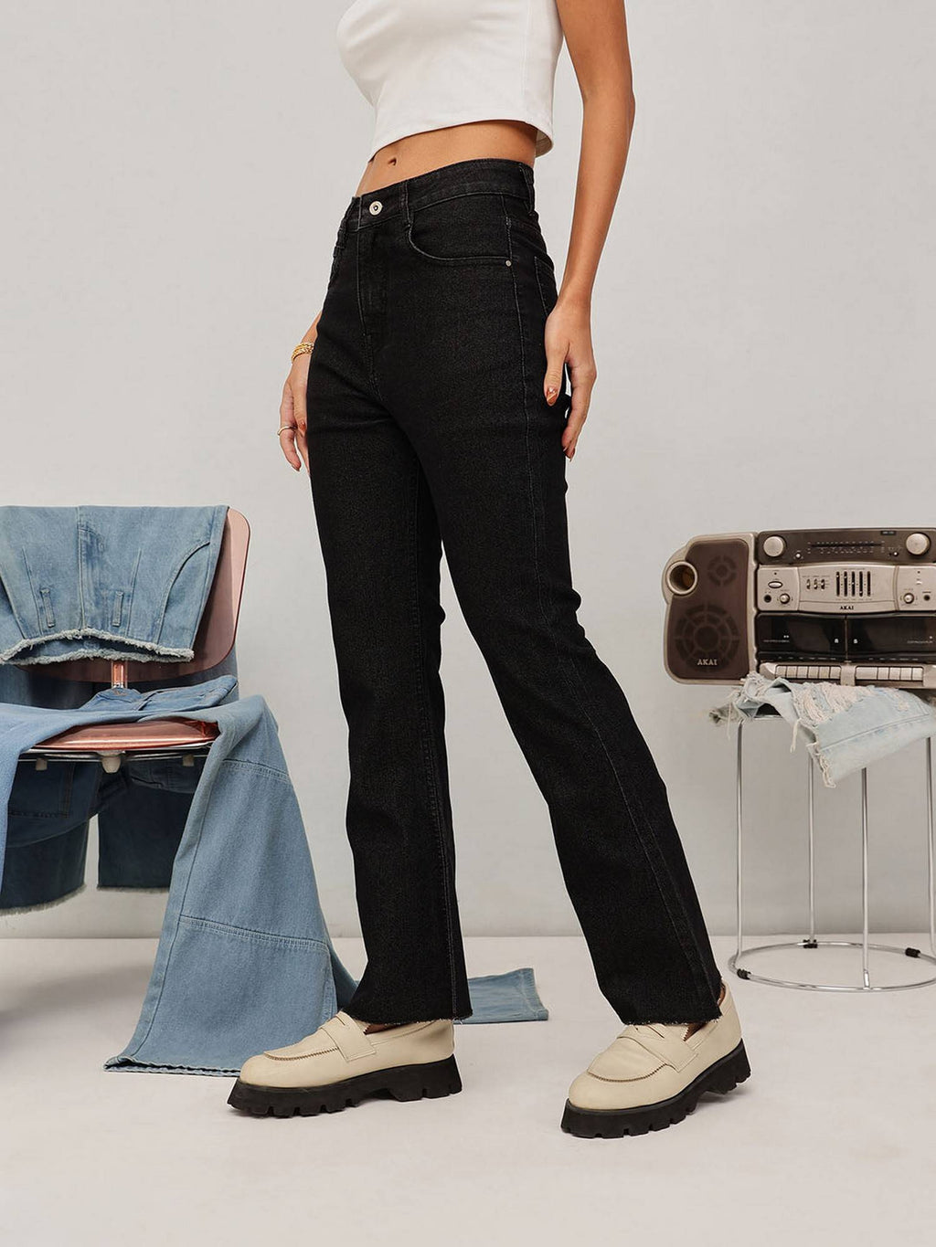 Blue Bootcut Solid Jeans | BT10 - view 9