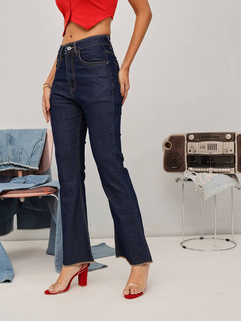 Blue Bootcut Solid Jeans | BT10 - view 3