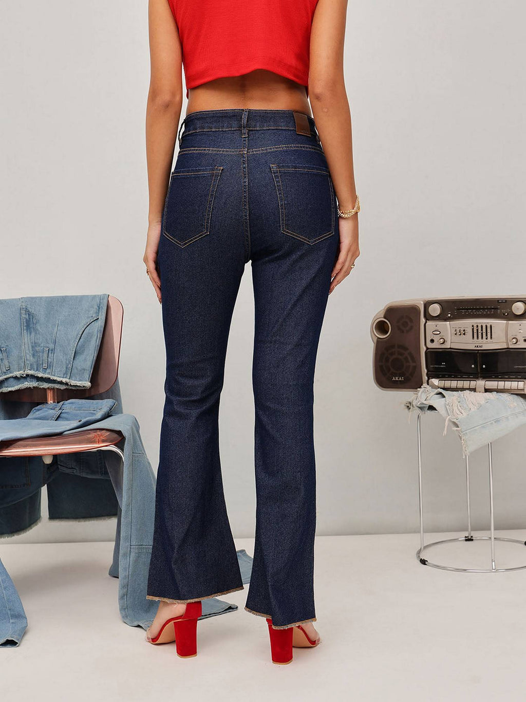 Blue Bootcut Solid Jeans | BT10 - view 4