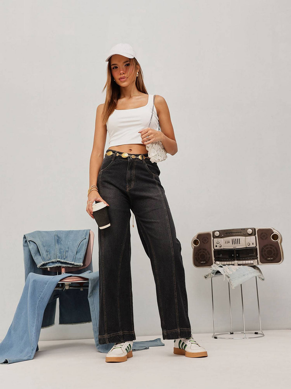 Blue Wide Leg Solid Jeans | ST23 - view 12