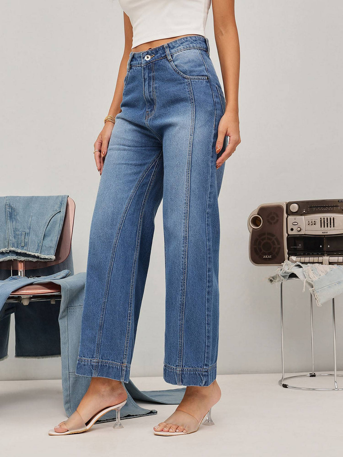 Black Wide Leg Solid Jeans | ST23 - view 9