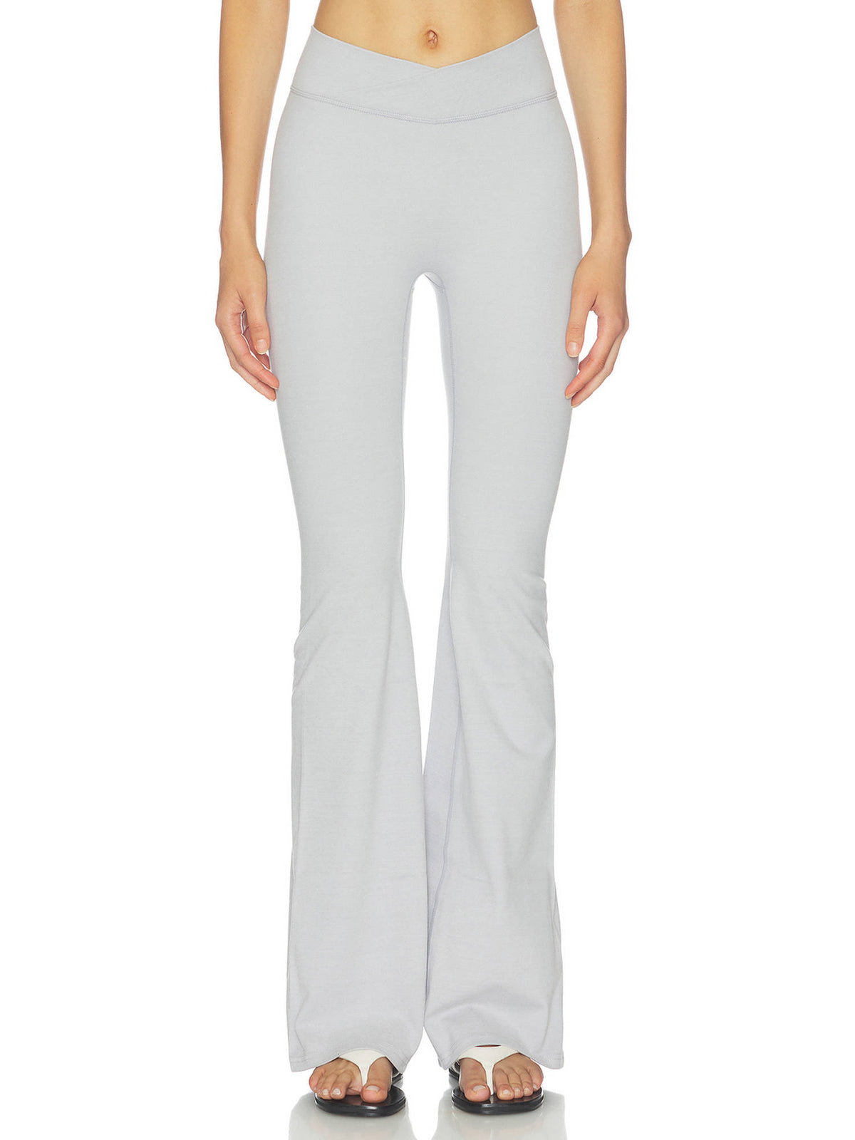 V Women's Mid-Waist Flared Leggings Heather Grey | L90 - view 1