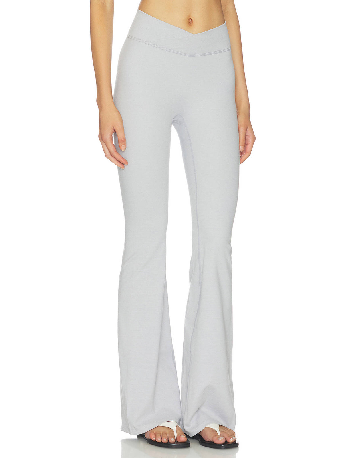 V Women's Mid-Waist Flared Leggings Heather Grey | L90 - view 5