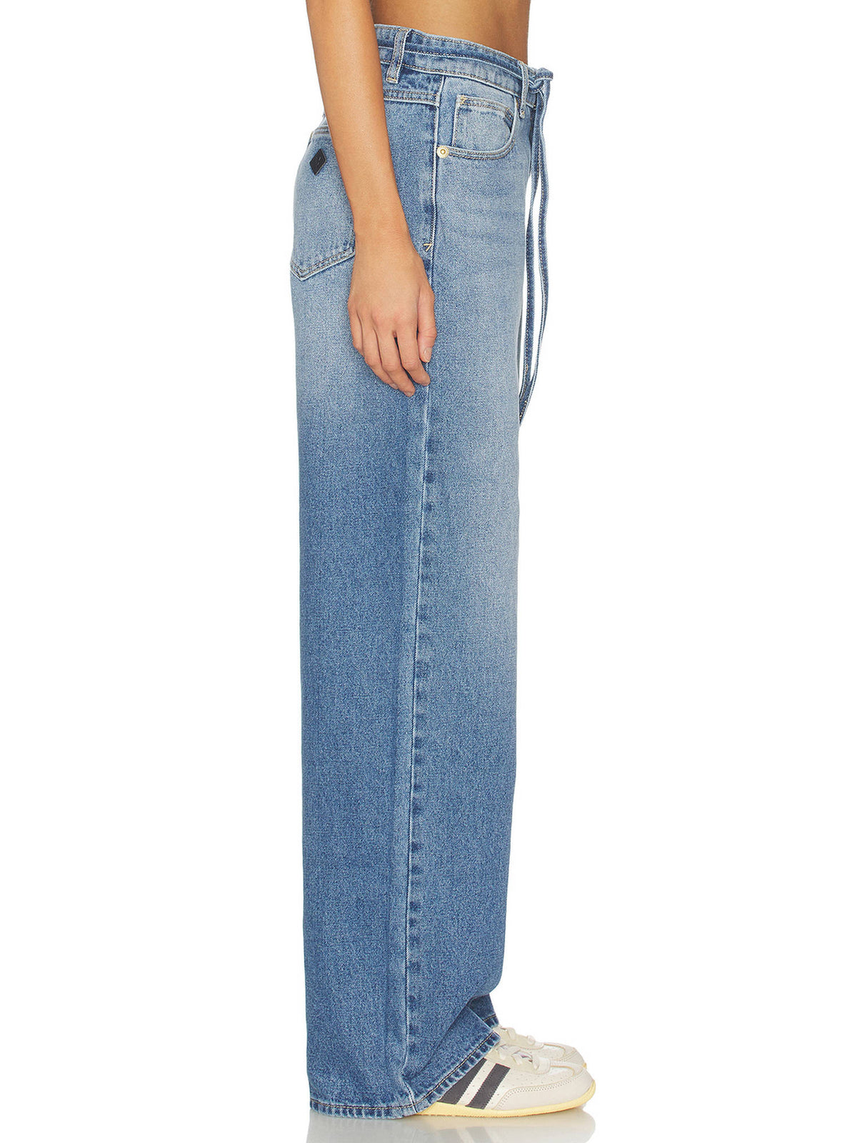 99 Baggy Women's Mid-Waist Belted Wide Jeans Blue | BG78 - view 5
