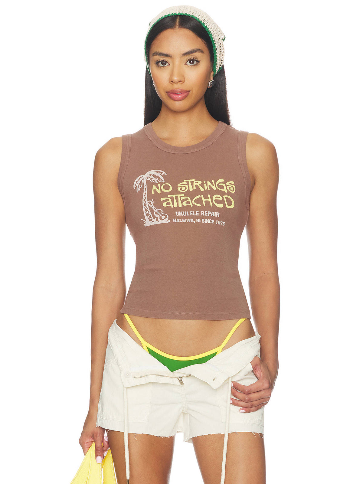 No Strings Attached Women's Graphic Sleeveless Tank Top Brown | TT98 - view 1