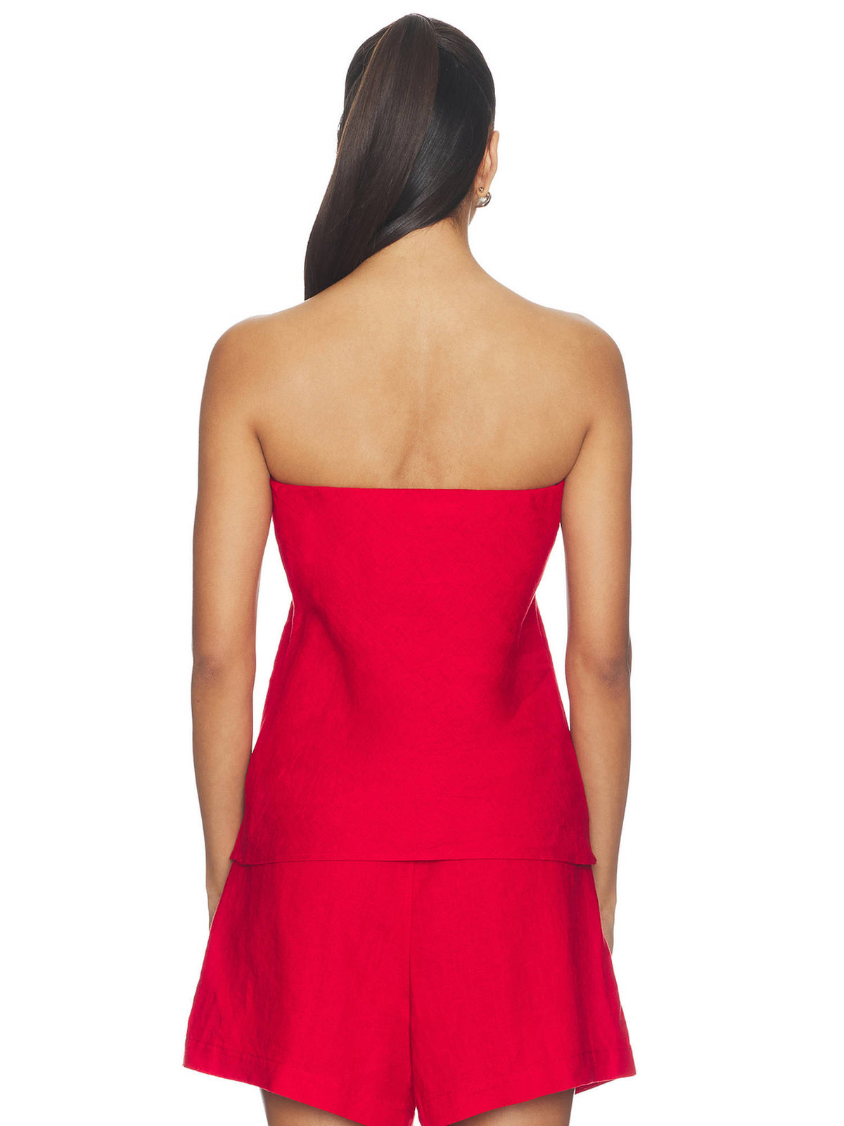 Linen Women's Strapless Tube Top Red | TT90 - view 2