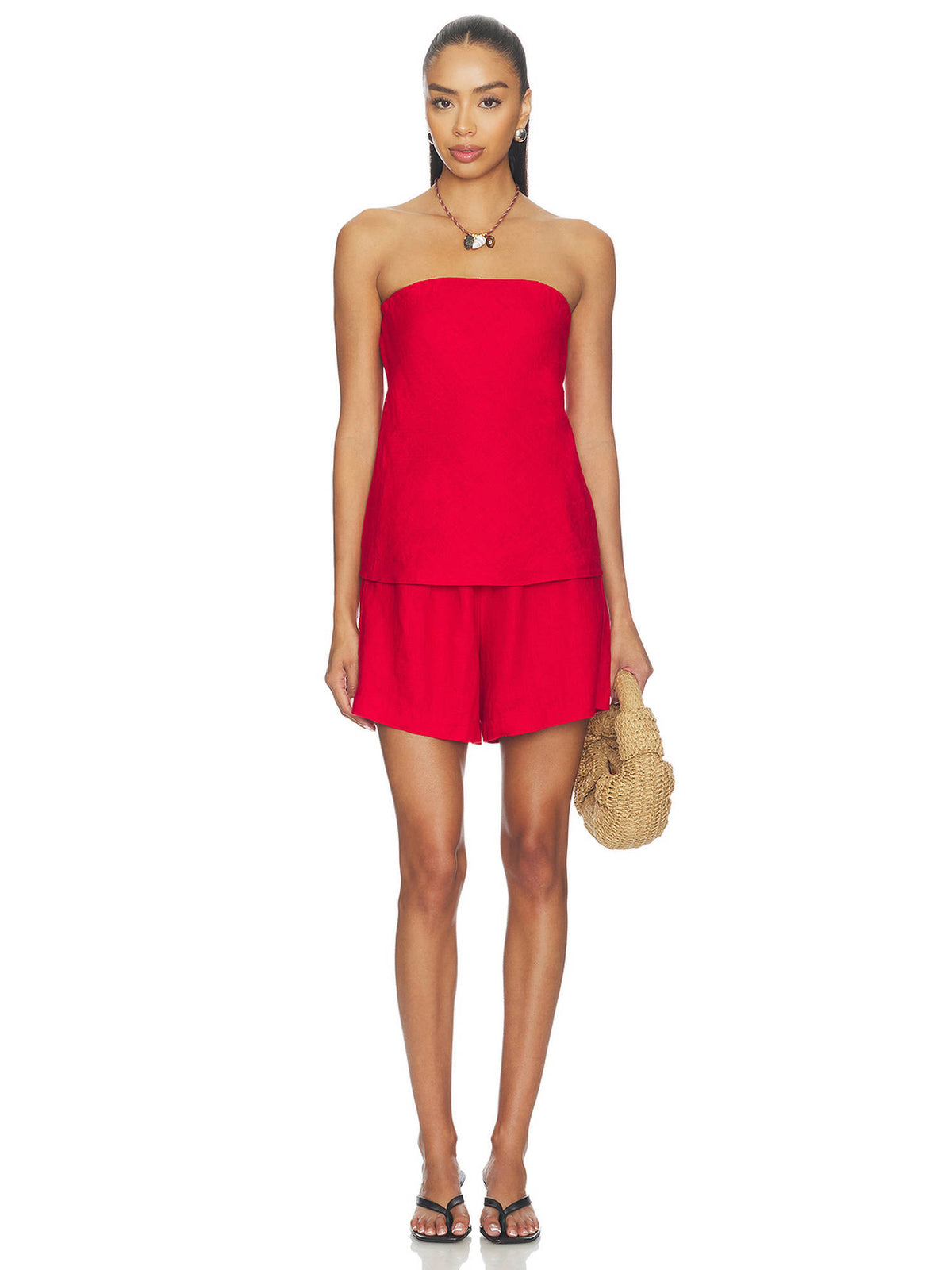 Linen Women's Strapless Tube Top Red | TT90 - view 5