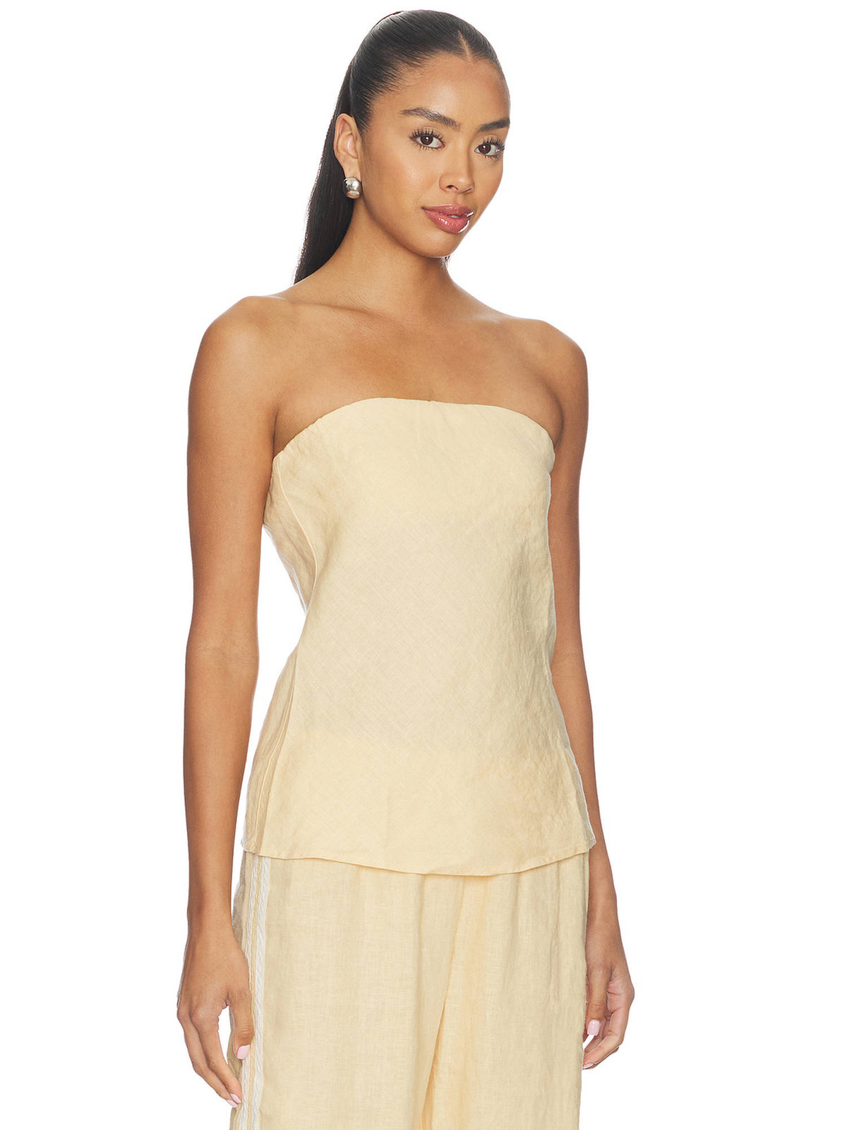 Linen Women's Strapless Pull-On Tube Top Butter | TT90 - view 4