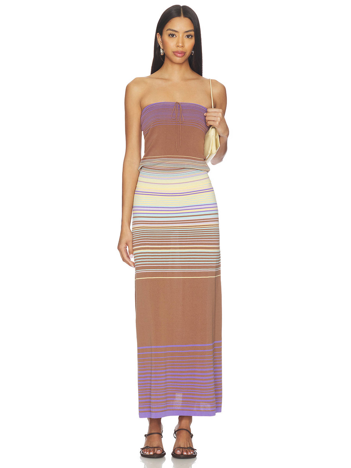 Arlette Women's Strapless Striped Tube Top Brown | TT90 - view 5