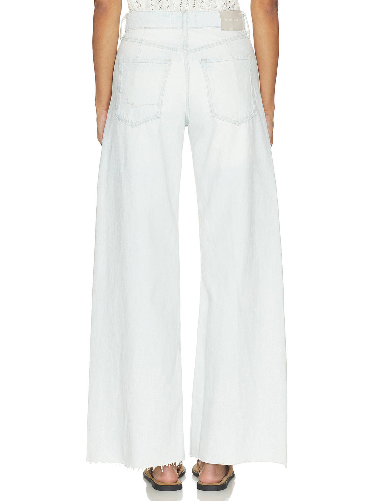 Alter Ego Women's Mid-Waist Raw Hem Wide-Leg Jeans White | RF89 - view 2
