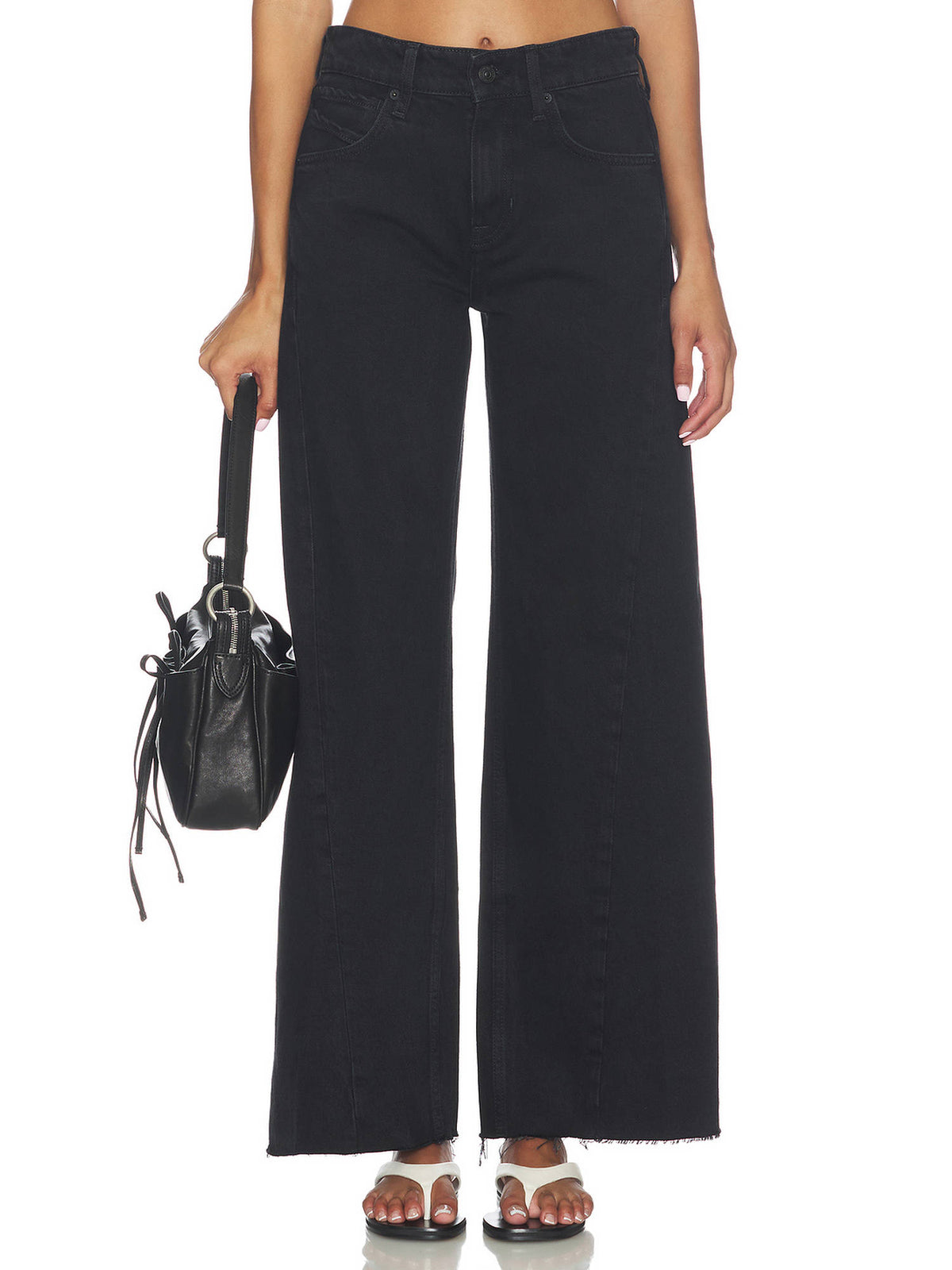Alter Ego Women's Mid-Waist Wide-Leg Jeans Black | RF89 - view 1