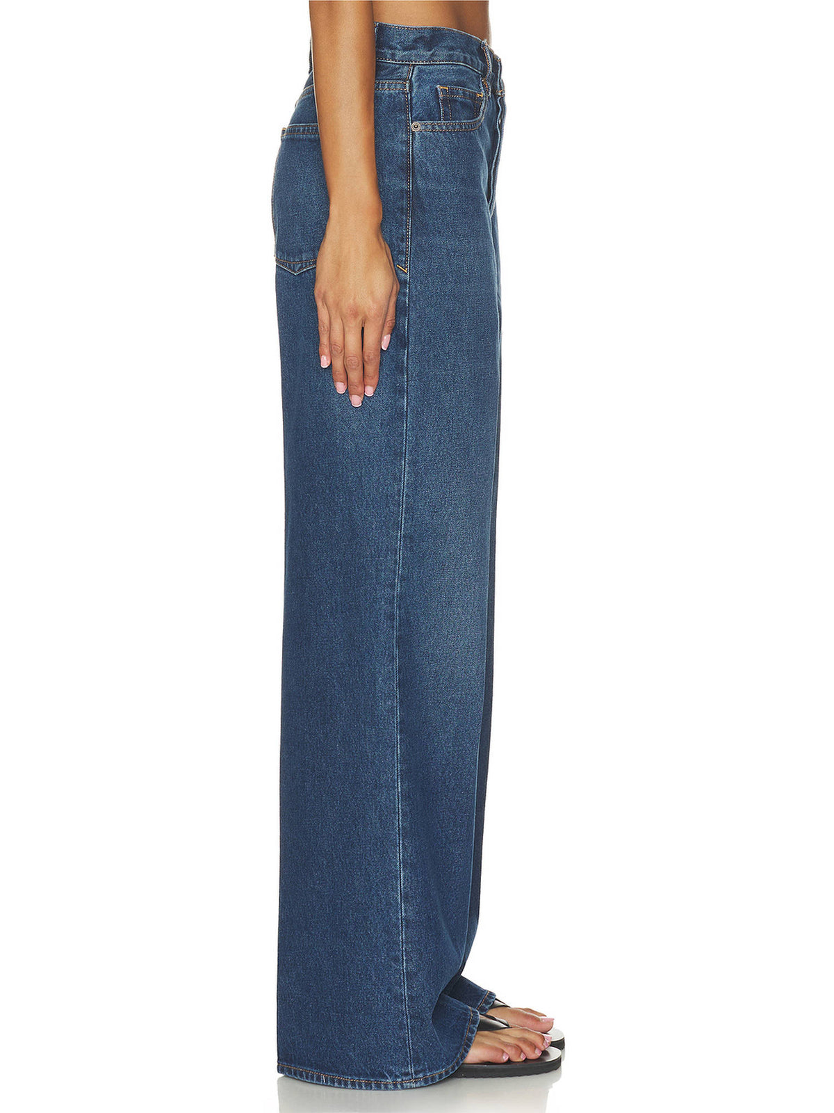 Vintage Women's Low Slung Baggy Wide Jeans Blue | BG78 - view 4