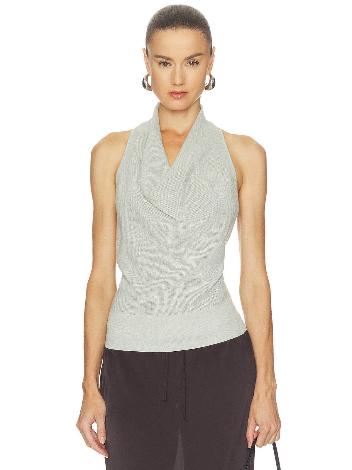 Vega Women's Waffle Knit Halter Neck Top Grey | HT67 - view 1