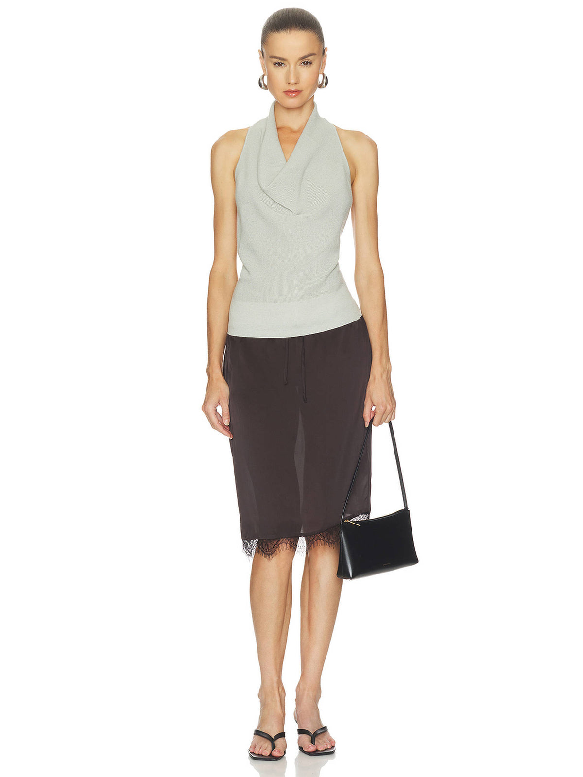 Vega Women's Waffle Knit Halter Neck Top Grey | HT67 - view 5