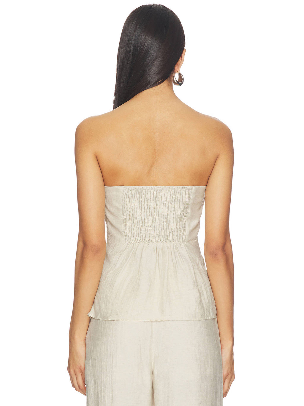 Women's Strapless Tailored Peplum Top Putty | TT90 - view 2