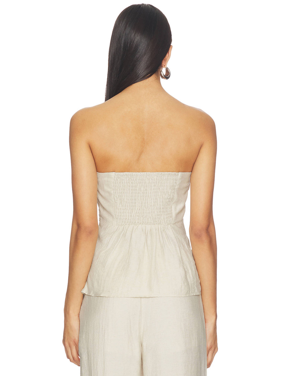 Women's Strapless Tailored Peplum Top Putty | TT90 - view 2