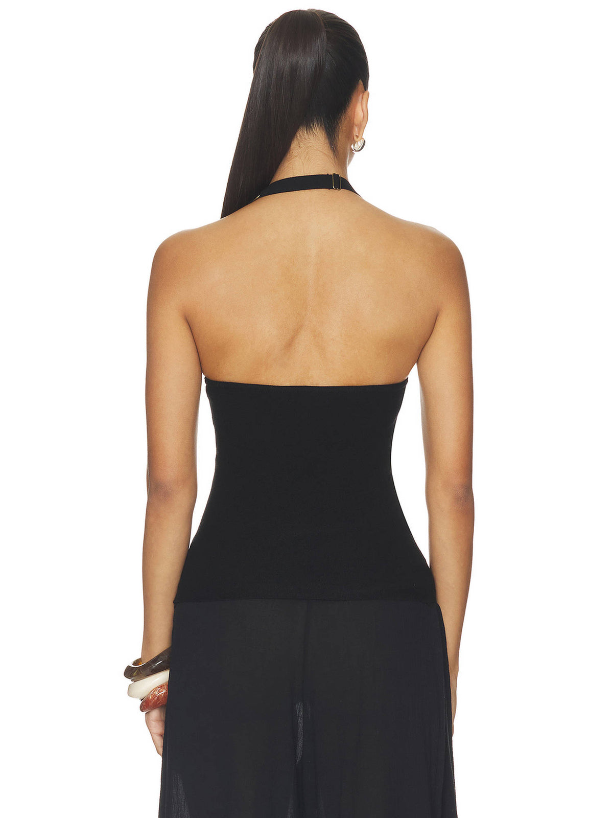 Honor Women's Beaded Halter Neck Sleeveless Top Black | HT67 - view 2