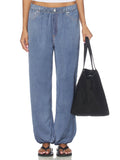 Miramar Satin Women's Pull-On Printed Bubble Jeans Blue | RF89 - view 1