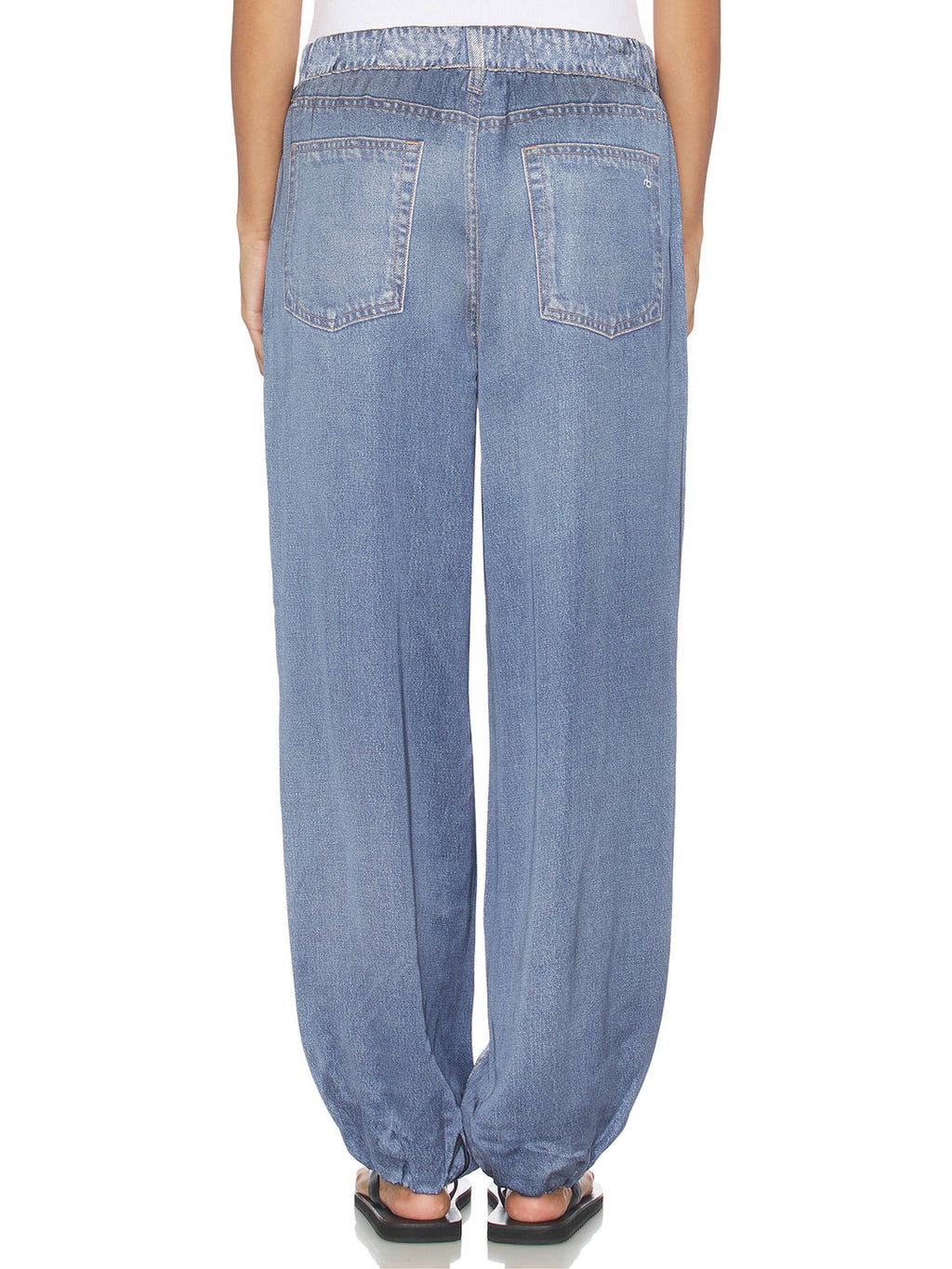 Miramar Satin Women's Pull-On Printed Bubble Jeans Blue | RF89 - view 2