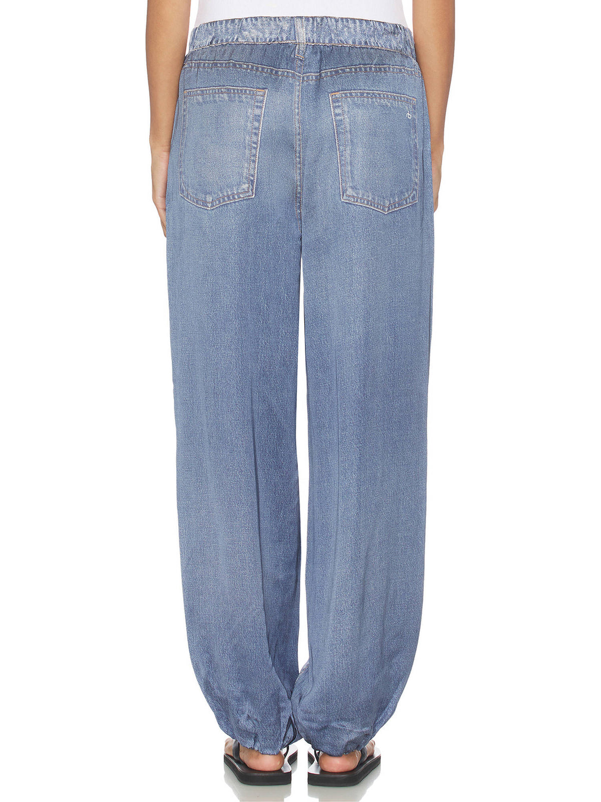 Miramar Satin Women's Pull-On Printed Bubble Jeans Blue | RF89 - view 2
