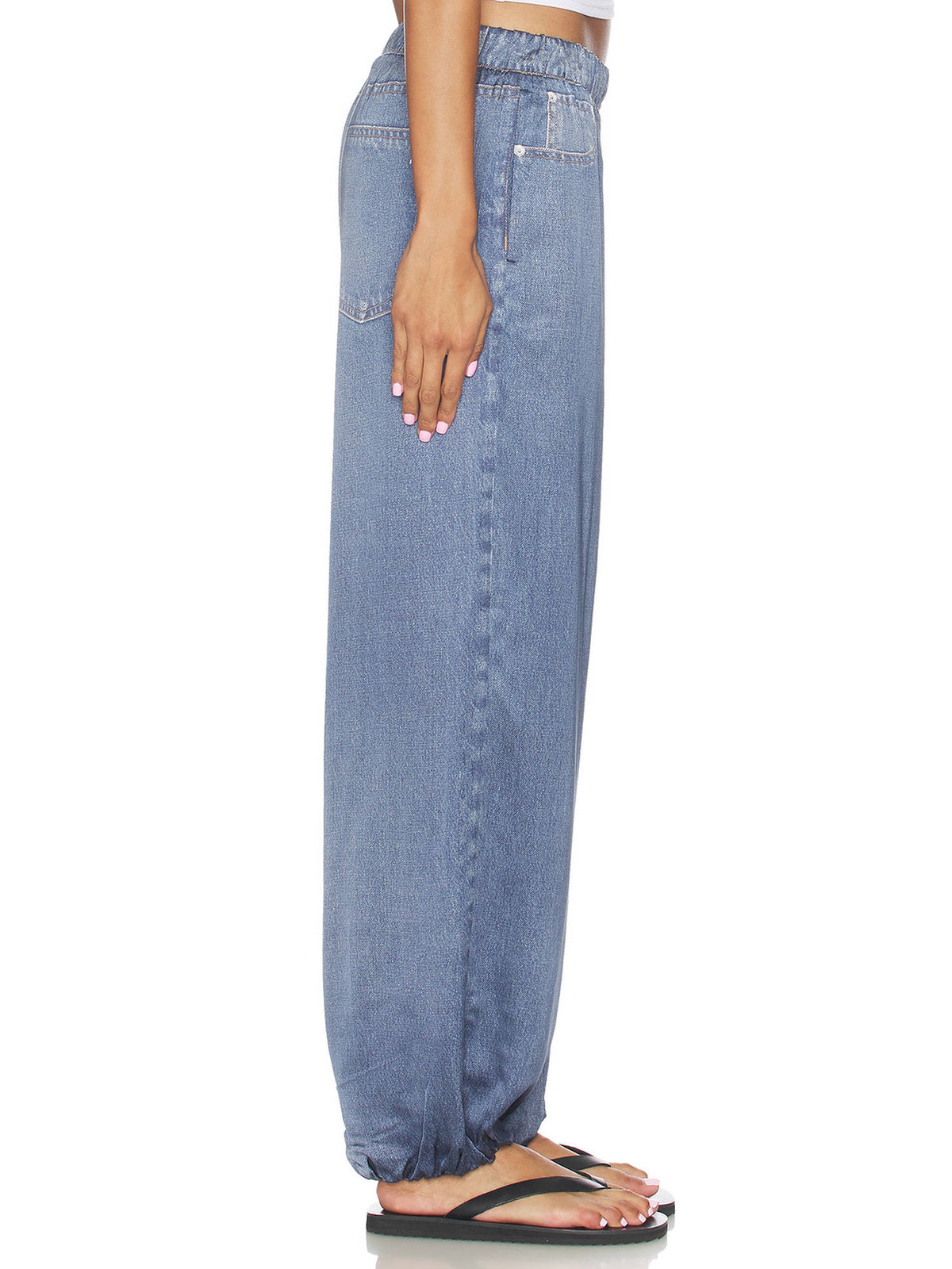 Miramar Satin Women's Pull-On Printed Bubble Jeans Blue | RF89 - view 4