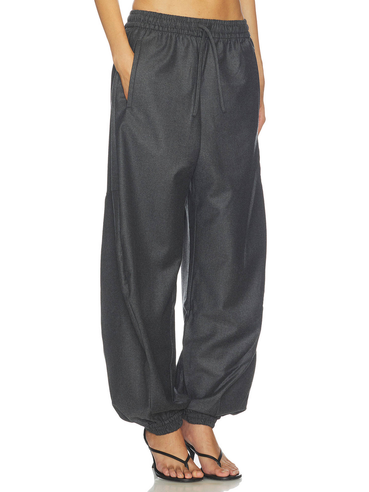 Balloon Women's Drawstring Elastic Waist Trackpants Dark Grey | WJ89 - view 5