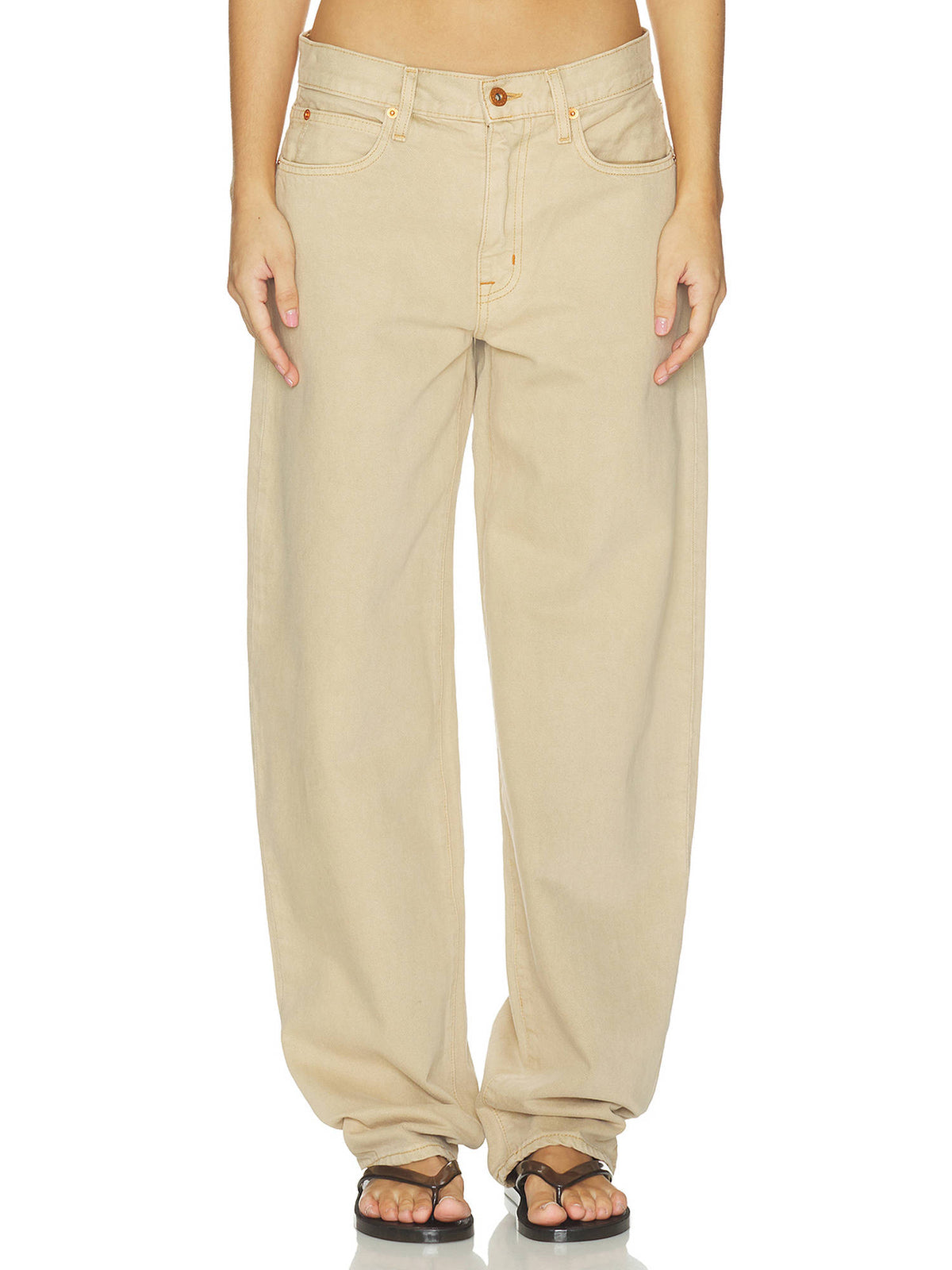 Ella Women's Mid-Waist Barrel-Leg Jeans Mojave Dust | RF89 - view 1