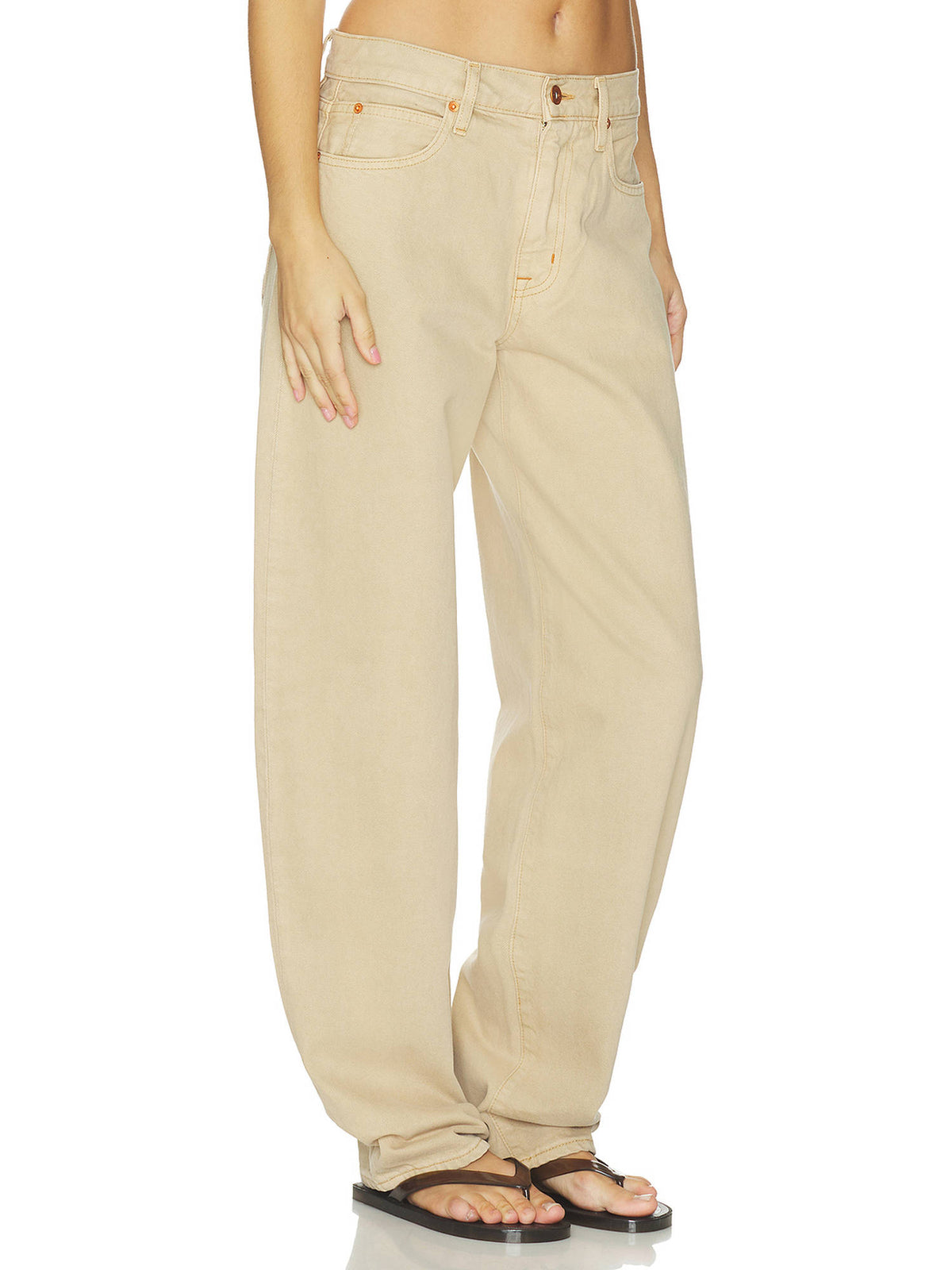 Ella Women's Mid-Waist Barrel-Leg Jeans Mojave Dust | RF89 - view 5