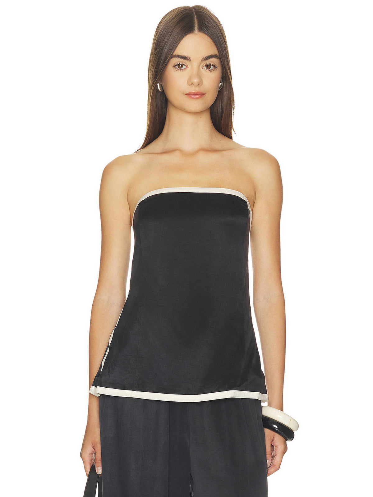 Mars Women's Strapless Piped Tube Top Black | TT90 - view 1