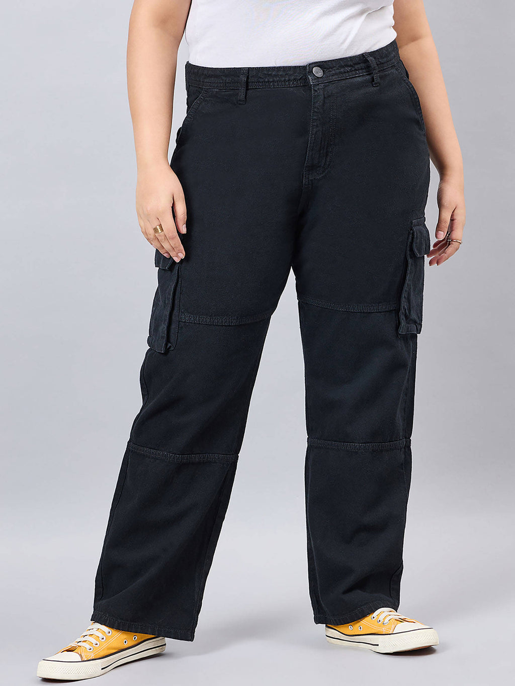 Women Plus Size Black Relaxed Fit High Rise | RF89 - view 1