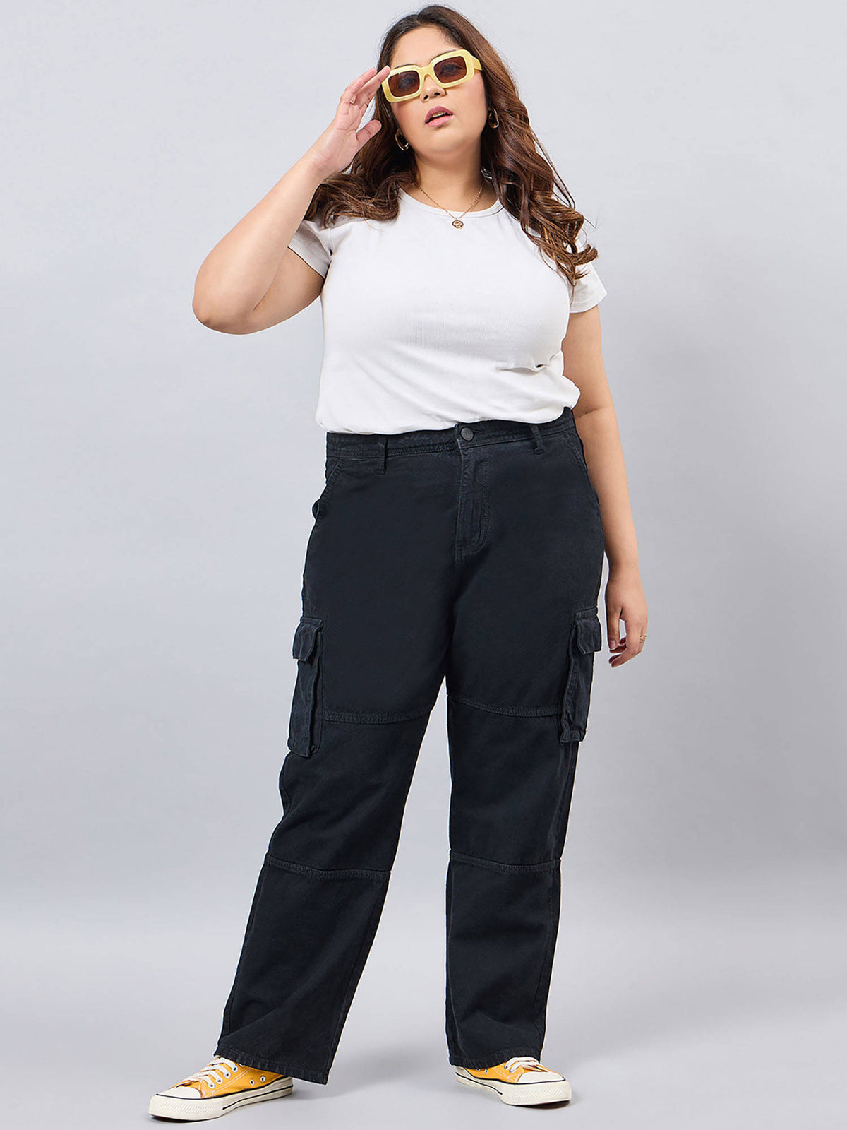Women Plus Size Black Relaxed Fit High Rise | RF89 - view 2