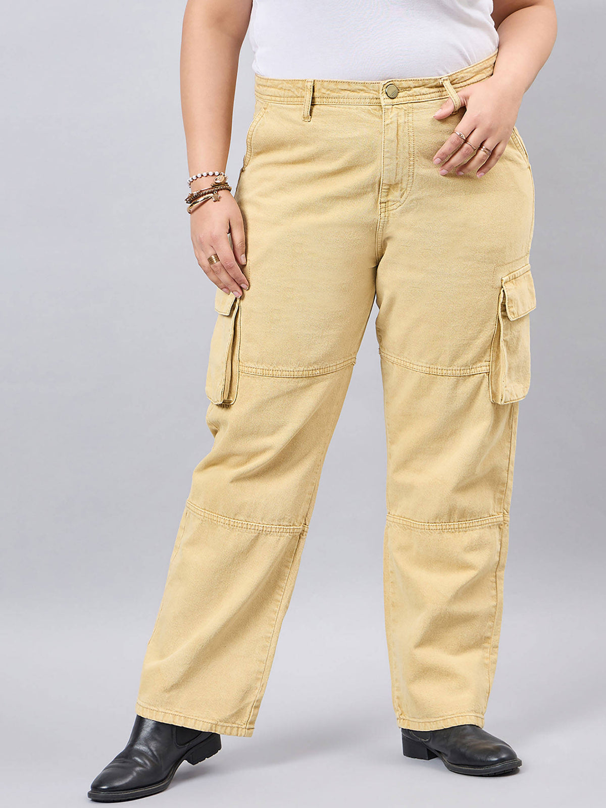 Women Plus Size Black Relaxed Fit High Rise | RF89 - view 3
